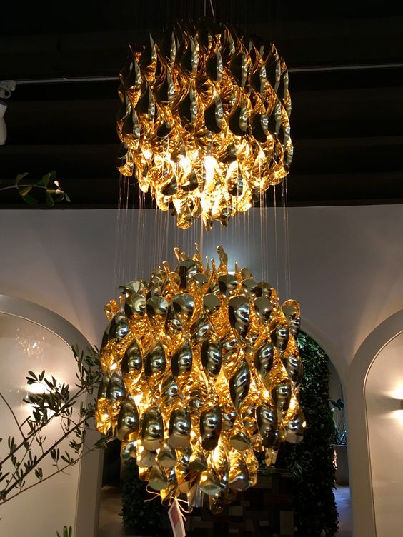 Modern Spiral Wave Chandelier in Silver/Gold-MEET LIGHTING