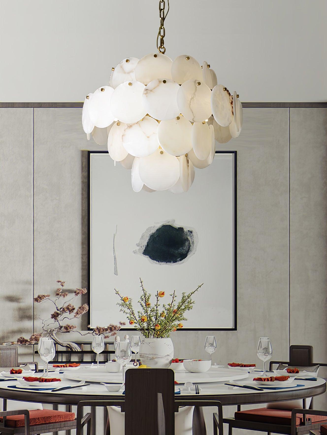 Alabaster Shell Brass Chandelier with 2/3/4/5/6 layer-MEET LIGHTING