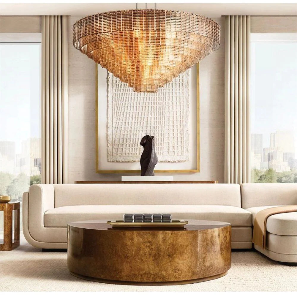 Siren ROUND GLASS  CLEAR CHANDELIER 41" 36''
