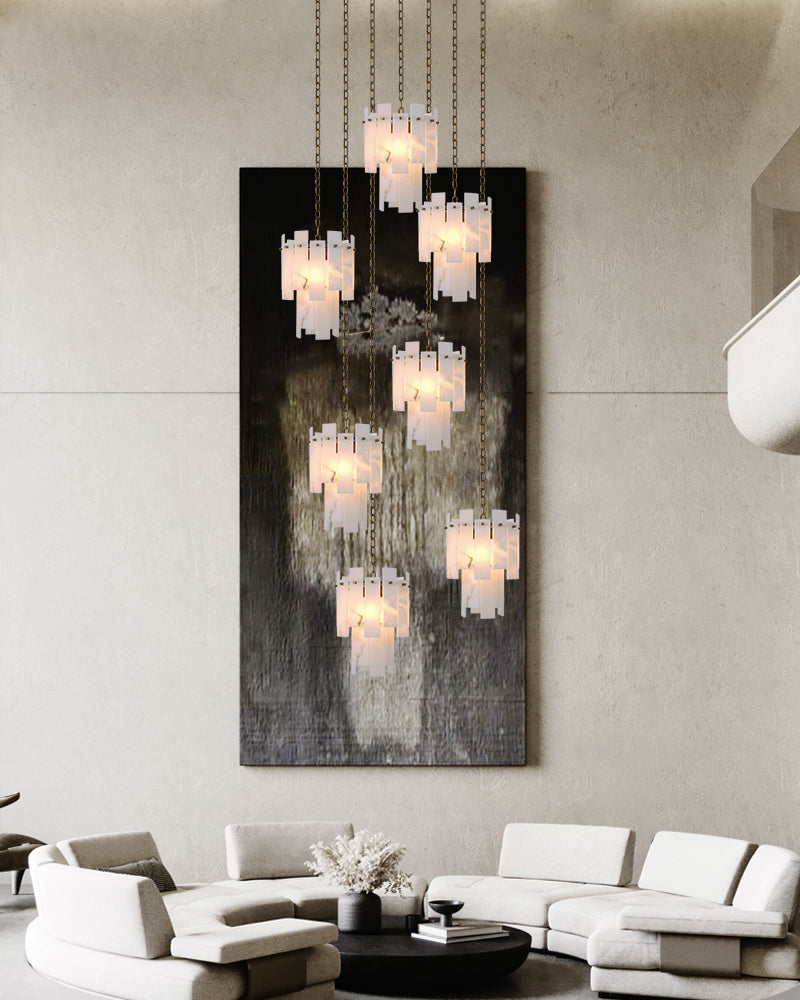3/5/7-light Tired Alabaster marble Cluster Chandelier 13" with adjustable chain