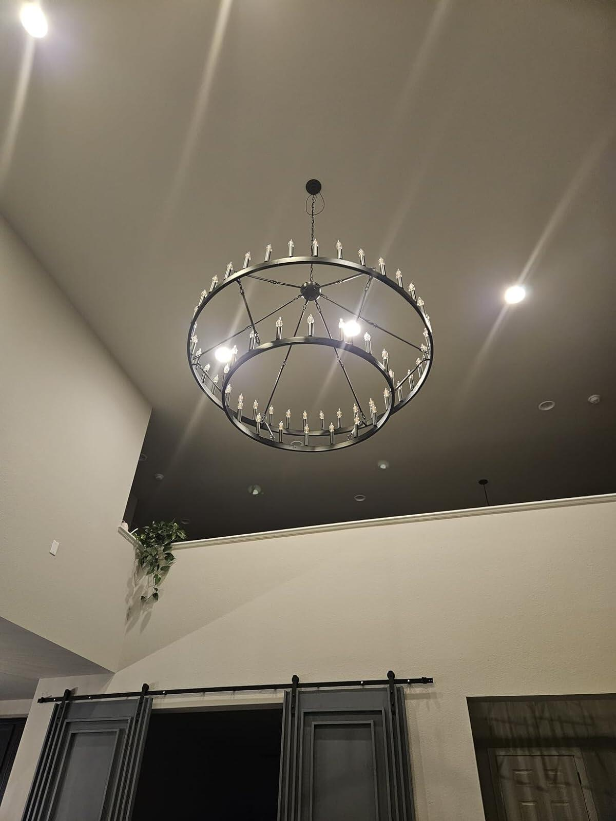 Camine Vintage Filament Two-Tier Round Chandelier 38"