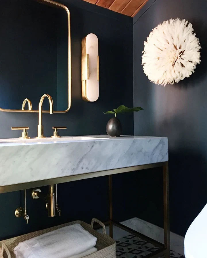 Modern Melange Elongated Alabaster Linear Wall Sconce