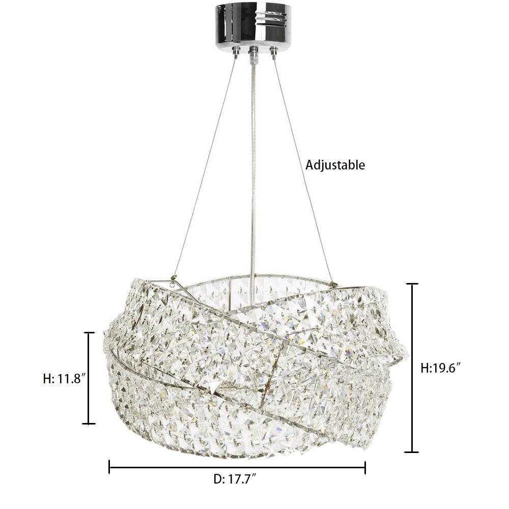 Round Crystal Ring Chandelier in Silver/Gold Finish for Lowg-ceiling-MEET LIGHTING