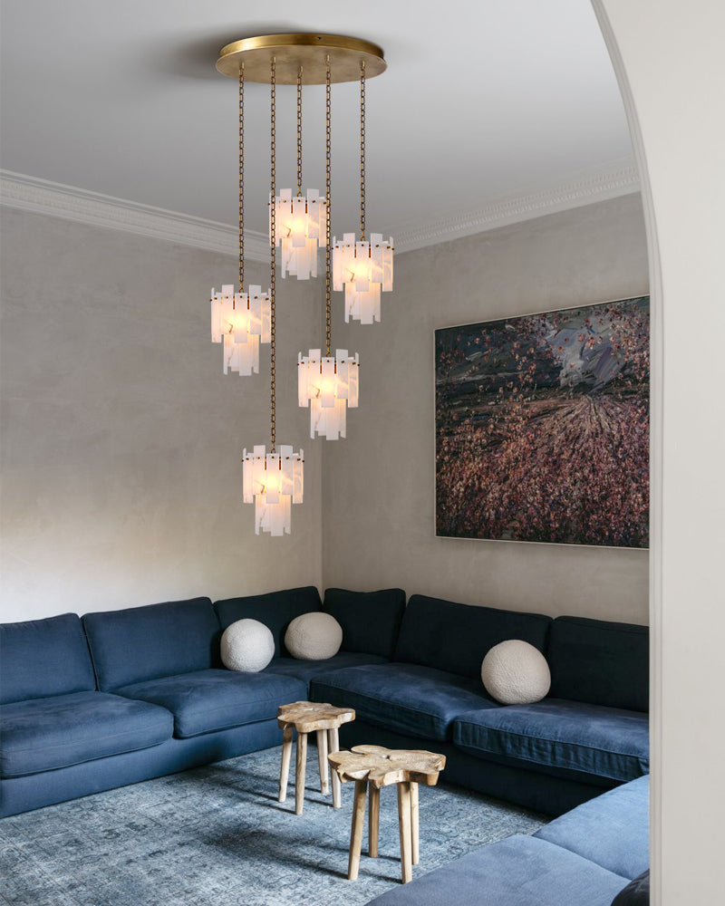 3/5/7-light Tired Alabaster marble Cluster Chandelier 13" with adjustable chain