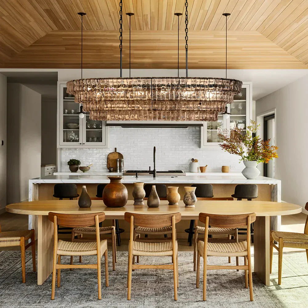 Ghiacio Glass Oval Chandelier 54''65''-