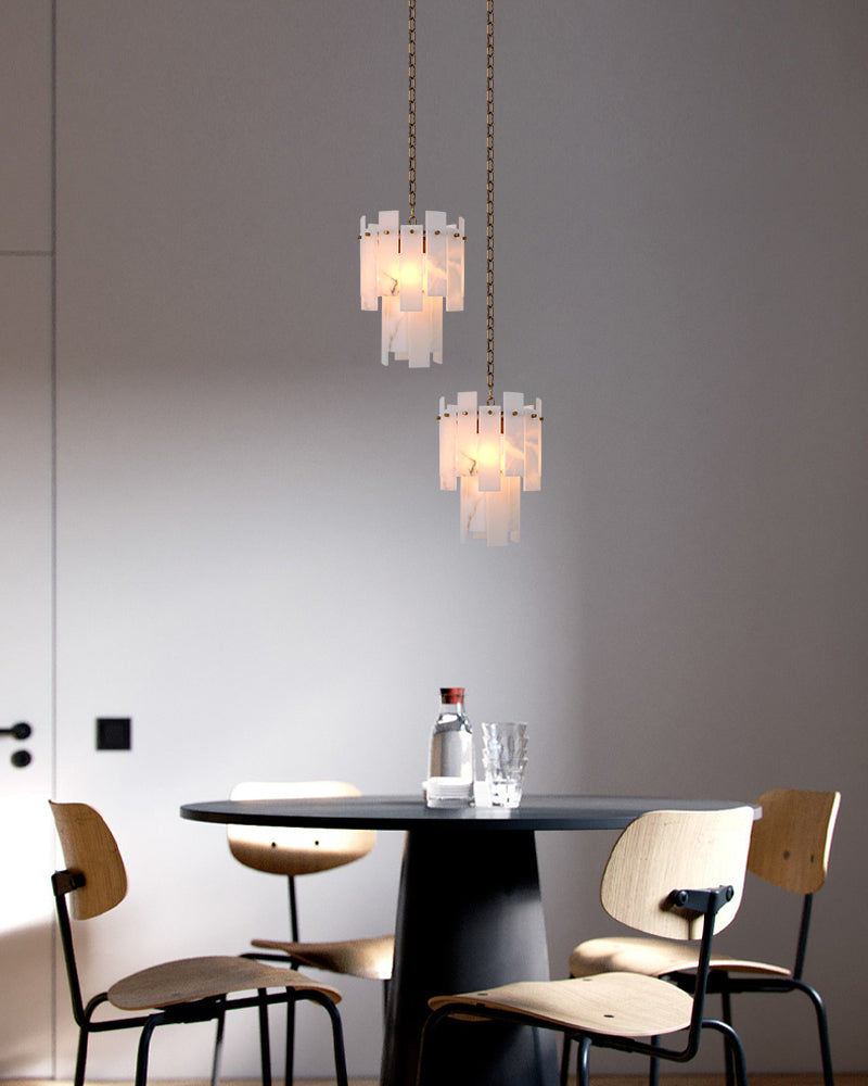 3/5/7-light Tired Alabaster marble Cluster Chandelier 13" with adjustable chain