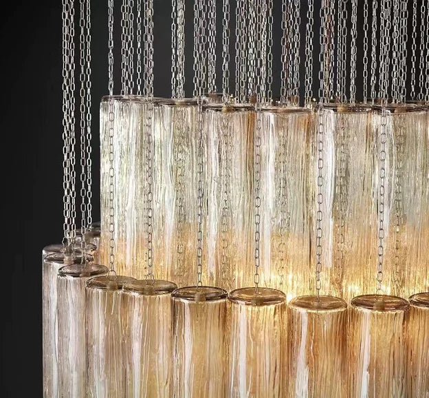 Luxury Italian Style Tubular Glass Chandelier With Chrome Finish-MEET LIGHTING
