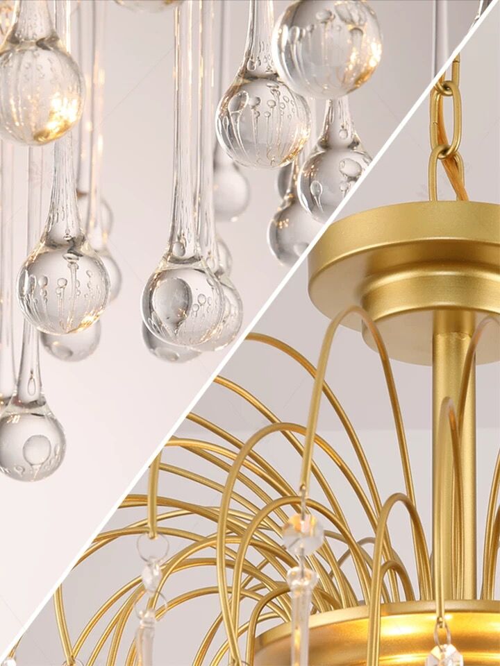 French Style Bedroom Small Creative Chandelier Vintage Romantic Warm Vibe Amber Waterdrop Light Fixture for Restaurant Dining Room Kids Room-MEET LIGHTING