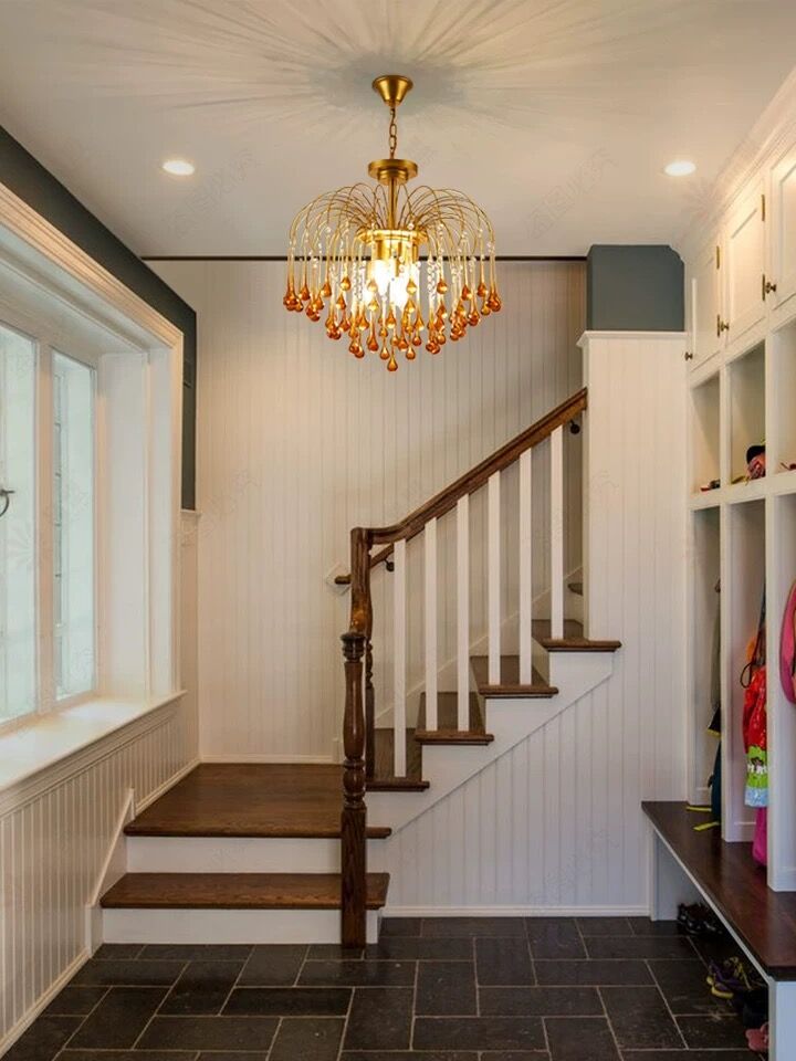 French Style Bedroom Small Creative Chandelier Vintage Romantic Warm Vibe Amber Waterdrop Light Fixture for Restaurant Dining Room Kids Room-MEET LIGHTING