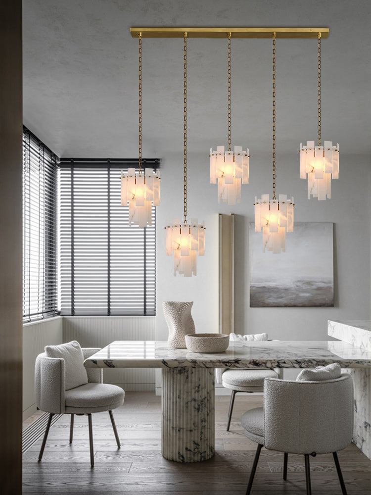 3/5/7-light Tired Alabaster marble Cluster Chandelier 13" with adjustable chain