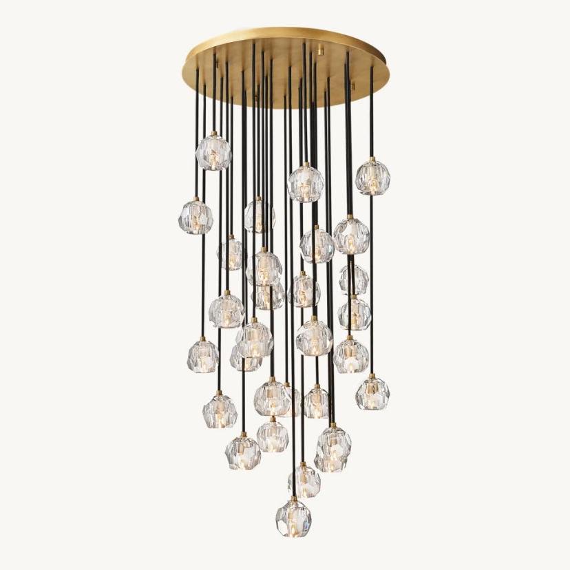 Boule Glass Round Cluster Chandelier 40"
