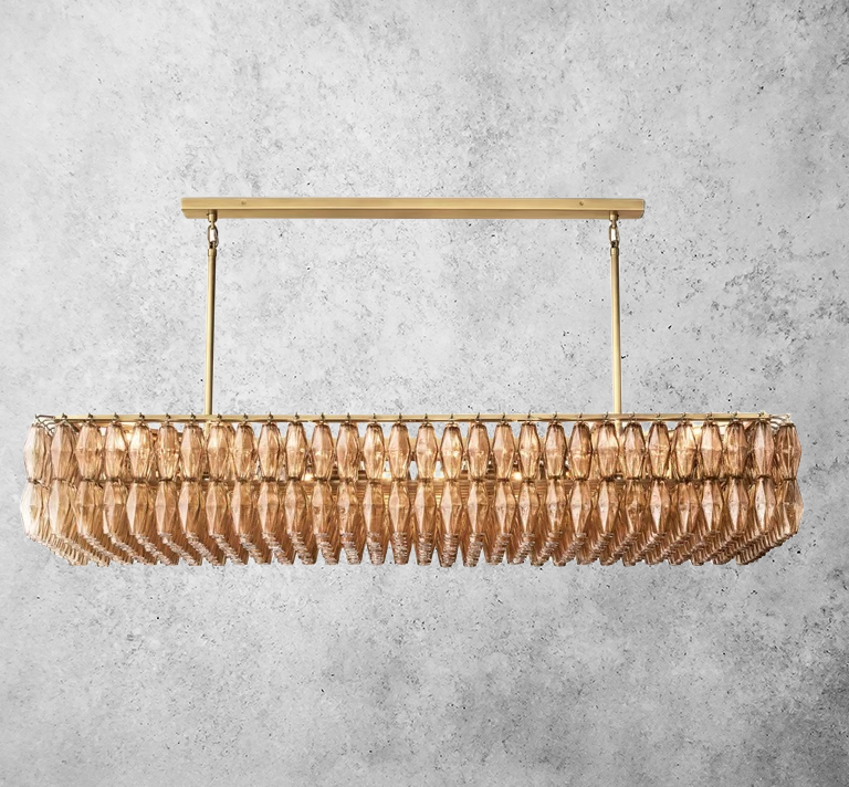 Chiaray Smoke Glass Rectangular Chandelier 74"