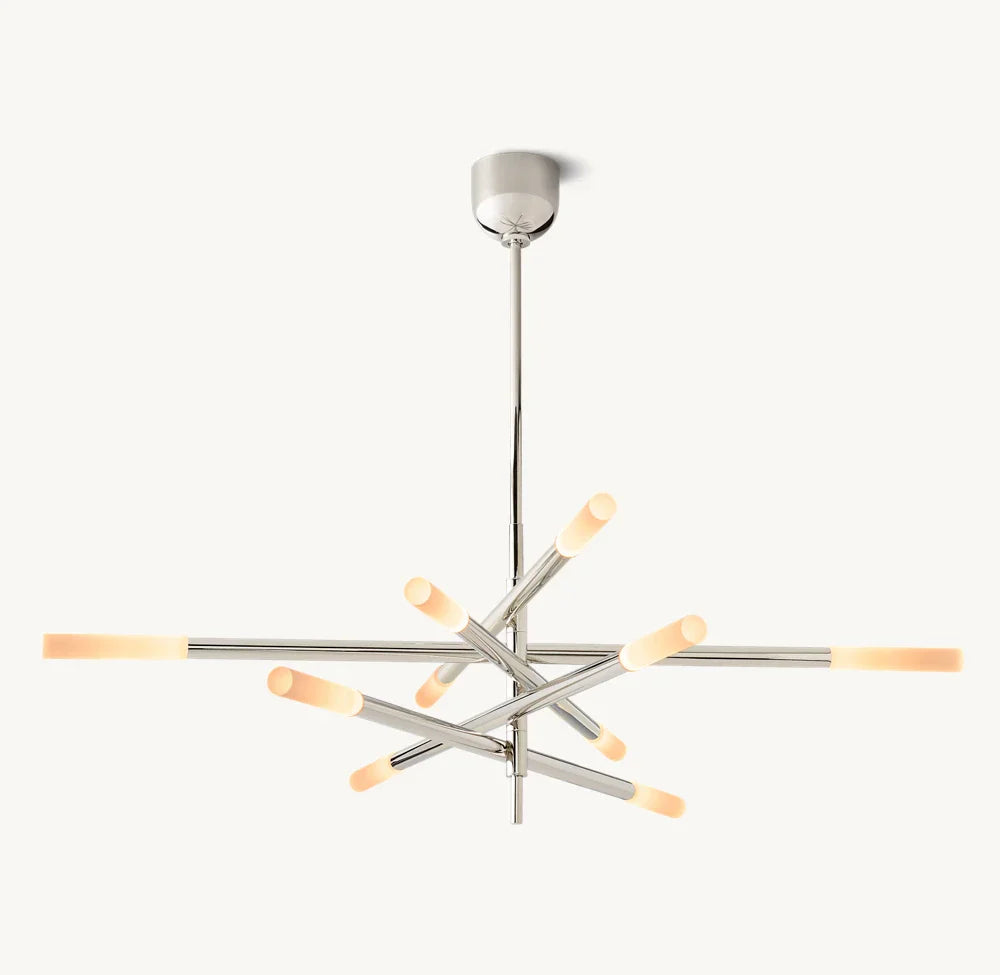 ROUSSEAU 10-LIGHT MOBILE ETCHED ROD CHANDELIER