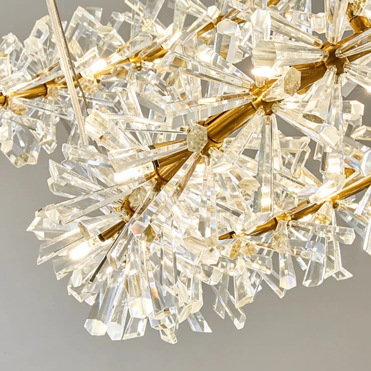 2 Wheel Frozen Ice Crystal Chandelier Light For Living Room Dining Hall-MEET LIGHTING