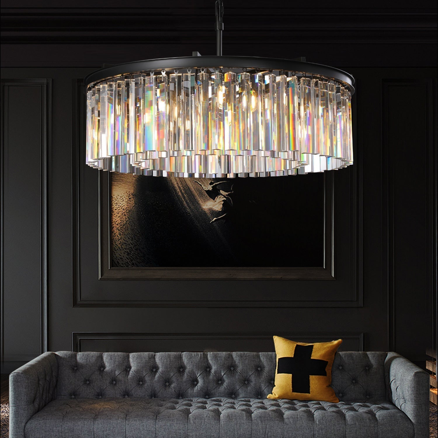 Rhys Round Chandelier 32", 8-lights