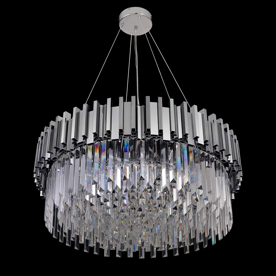Gold/Silver Round Modern Tiered Metal Crystal Chandelier-MEET LIGHTING