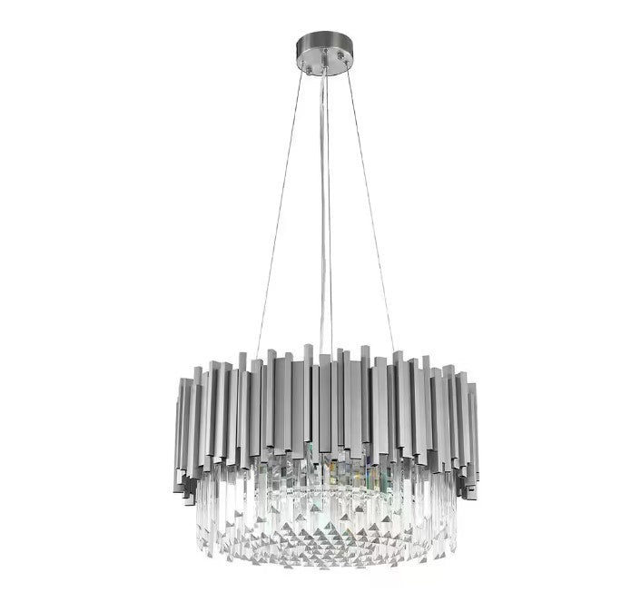 Gold/Silver Round Modern Tiered Metal Crystal Chandelier-MEET LIGHTING