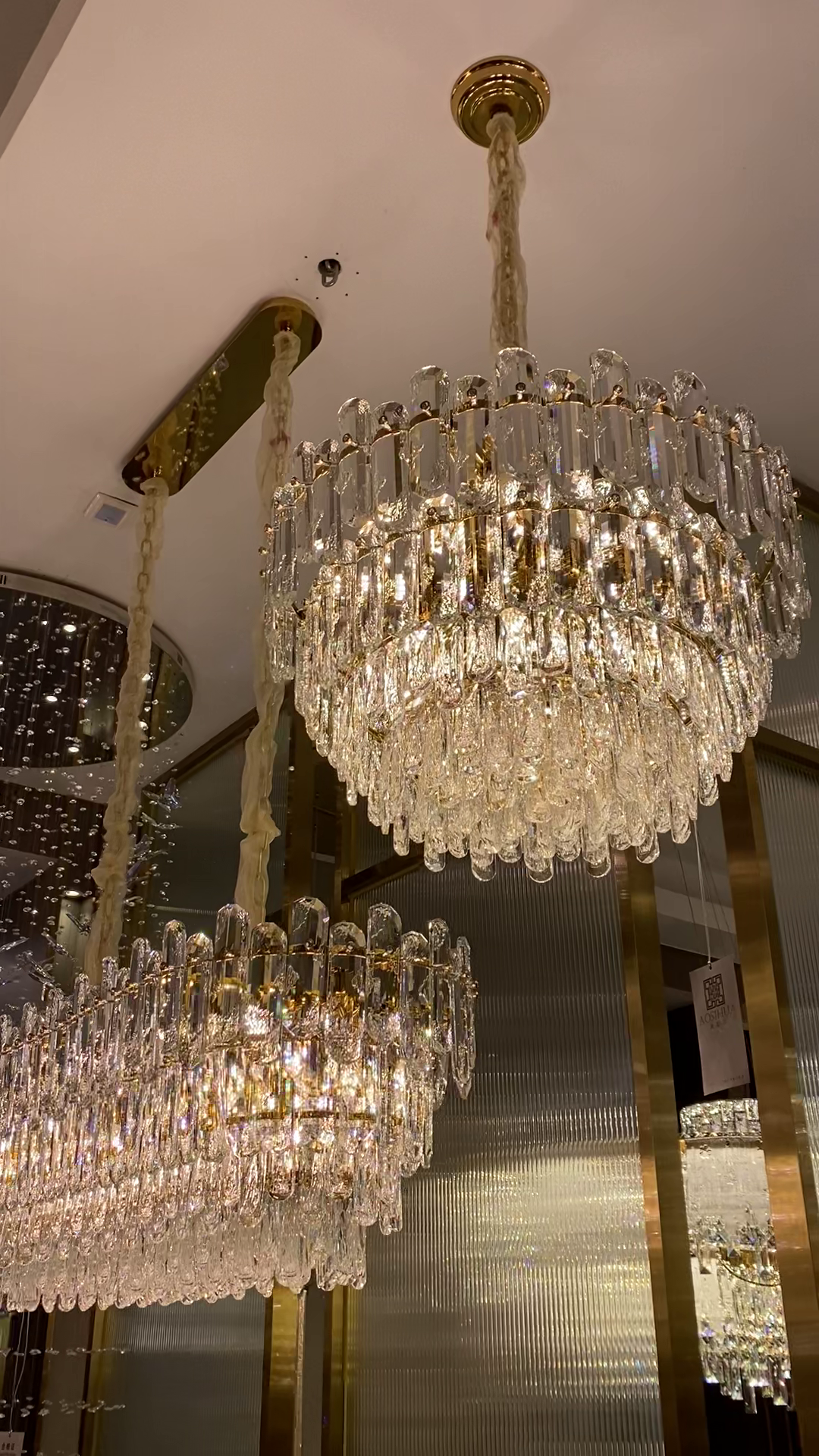 Light Luxury Round/Rectangular Clear Crystal Chandelier in Champagne Gold/Chrome Finish for Living/Dining Room/Bedroom-MEET LIGHTING