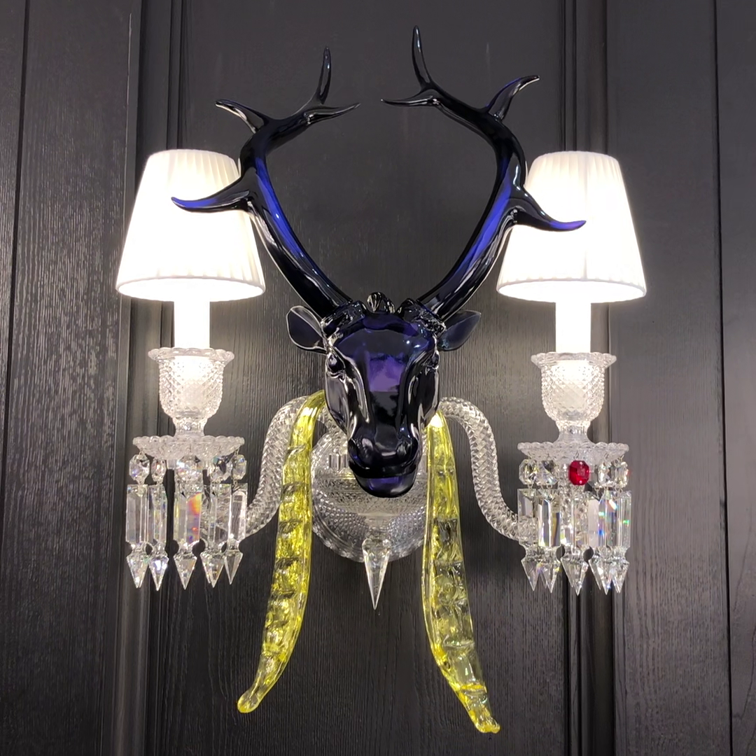 Traditional Colorful Candle Branch Blue Deer Crystal Chandelier for Living Room/Dining Room-MEET LIGHTING